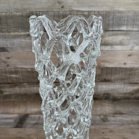 Vintage Clear Web Vase Large MCM